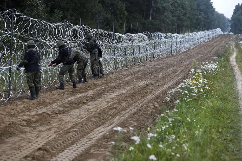Колючий дріт на кордоні Польщі та Білорусі